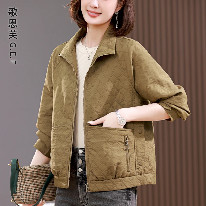 休闲短外套女春秋薄款2025早春大码洋气百搭中年妈妈上衣夹克外套