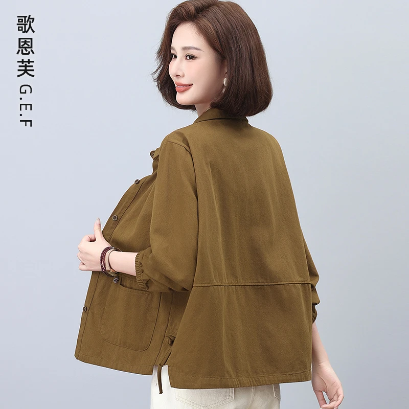 休闲外套女春秋薄款2025新款中老年妈妈上衣洋气大码宽松夹克外套