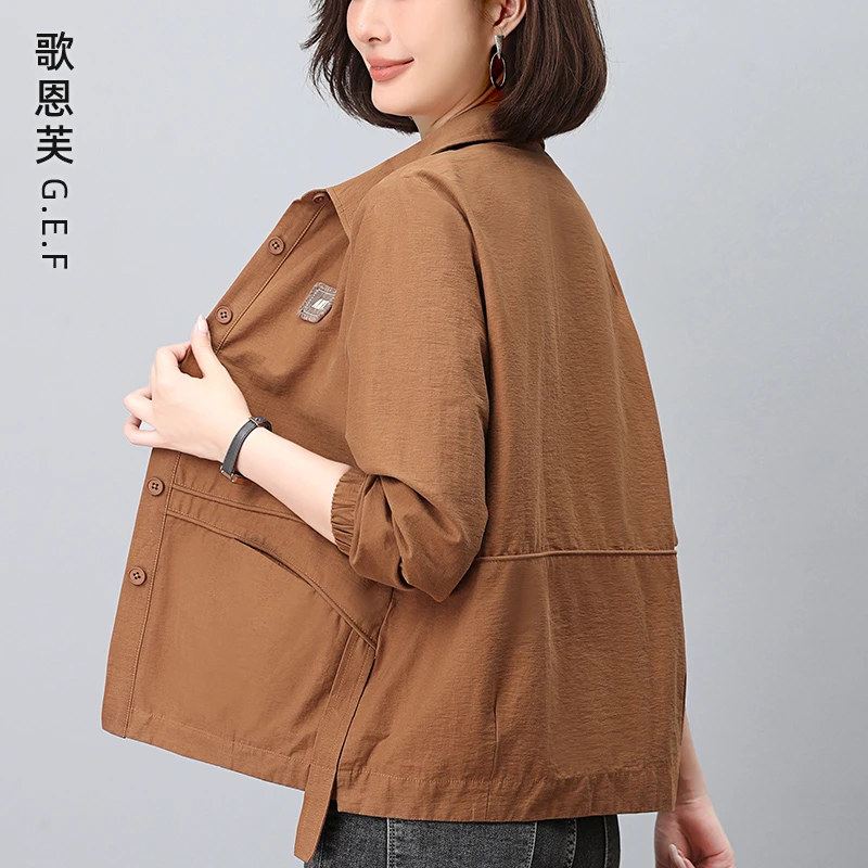 休闲薄款外套女春秋季2025新款韩系早春短款中年妈妈初秋上衣外套