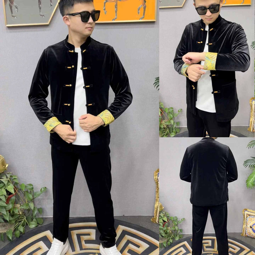 8823 232男士秋冬新款加厚唐装套装（两件套=外套+裤子）