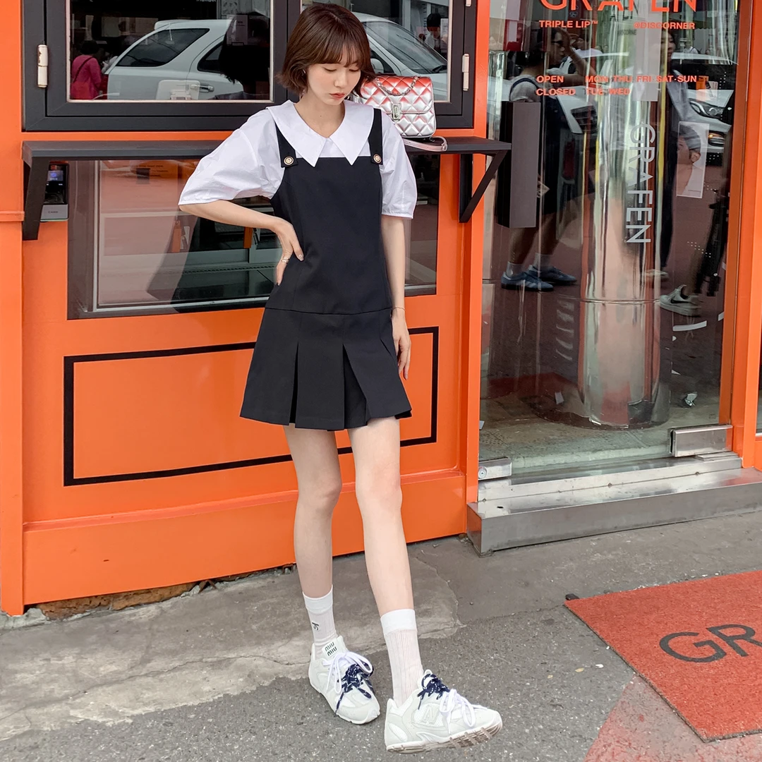 [诗诗]【微醺女友】下摆压褶背带裙FS405L058