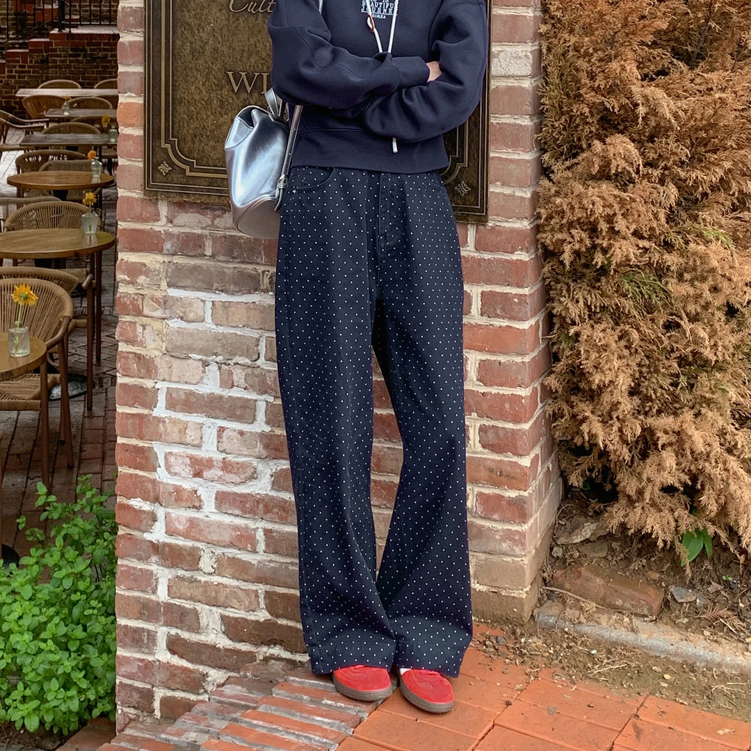 「现货」【靛蓝星空】FS406X048波点抽绳牛仔裤