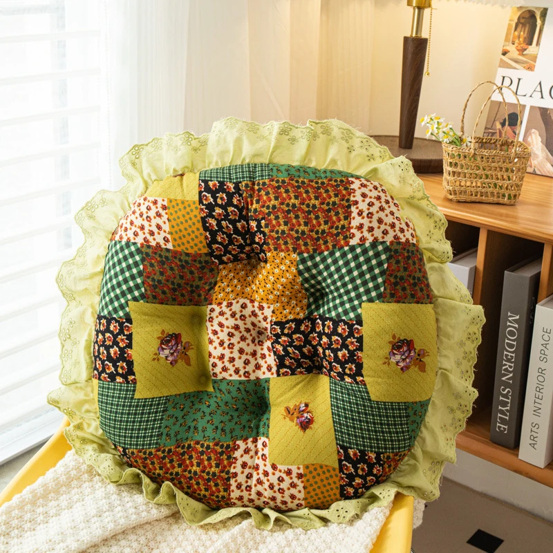 韩式复古田园坐垫屁垫椅子垫靠背夏天加厚汽车四季可用办公室圆形