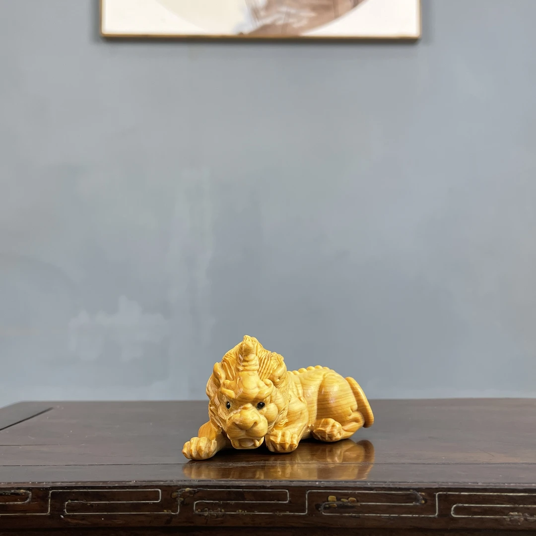 崖柏木招财貔貅长8cm天然文玩实木创意家居客厅茶室手把摆件