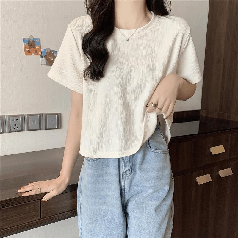 短袖短款t恤女夏季新款韩版不规则小众学生百搭半袖体恤上衣潮ins
