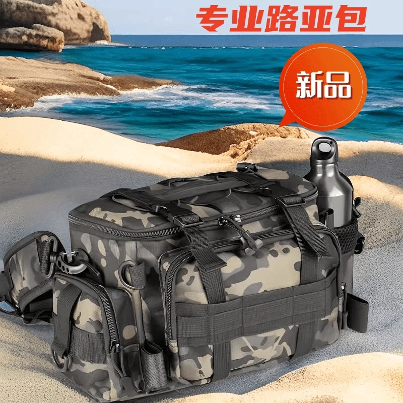 新款路亚包户外垂钓功能防水渔具收纳包钓鱼渔具专用腰包斜跨包