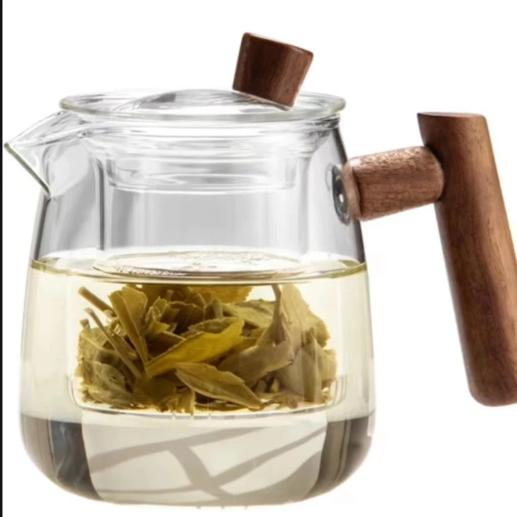 烟谢壶泡茶壶耐热玻璃壶茶水分离茶叶过滤木家用日式茶壶泡茶