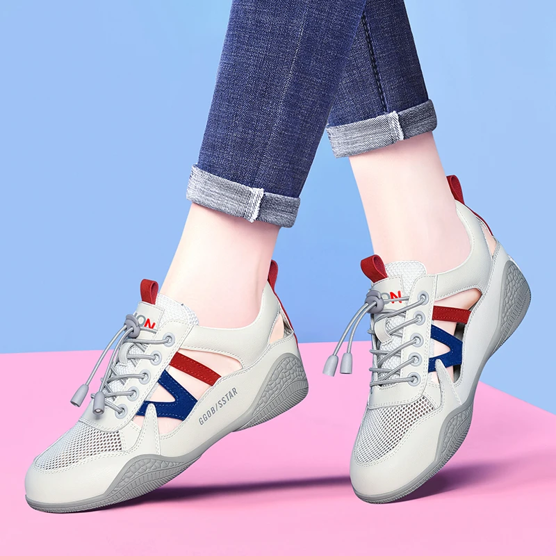 运动凉鞋女2025新款夏季包头镂空透气休闲鞋软底轻便跑步鞋小白鞋