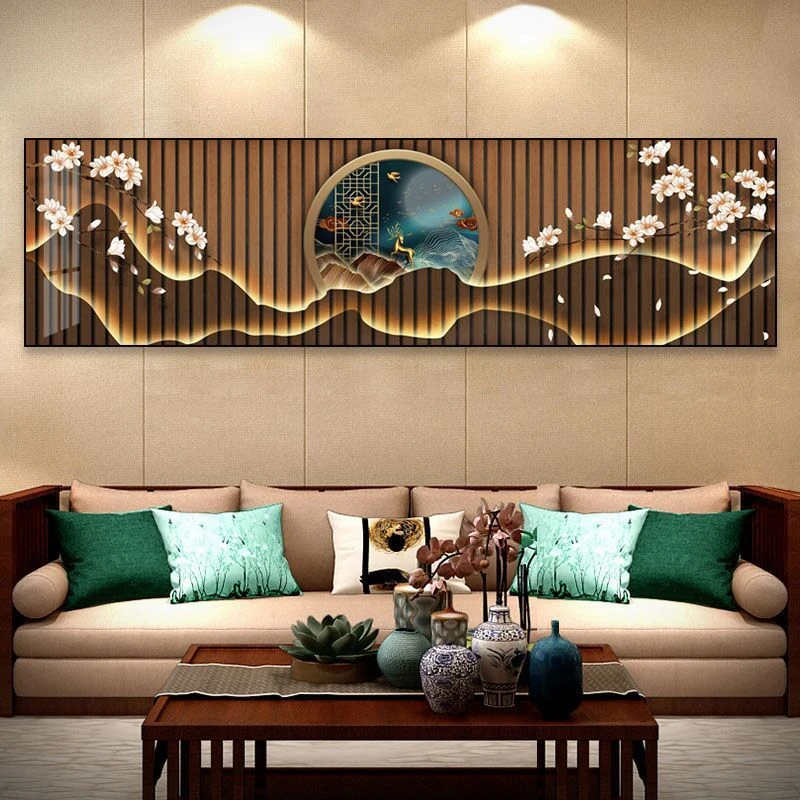 中国风卧室床头壁画办公室装饰画新中式客厅沙发背景茶室餐厅挂画