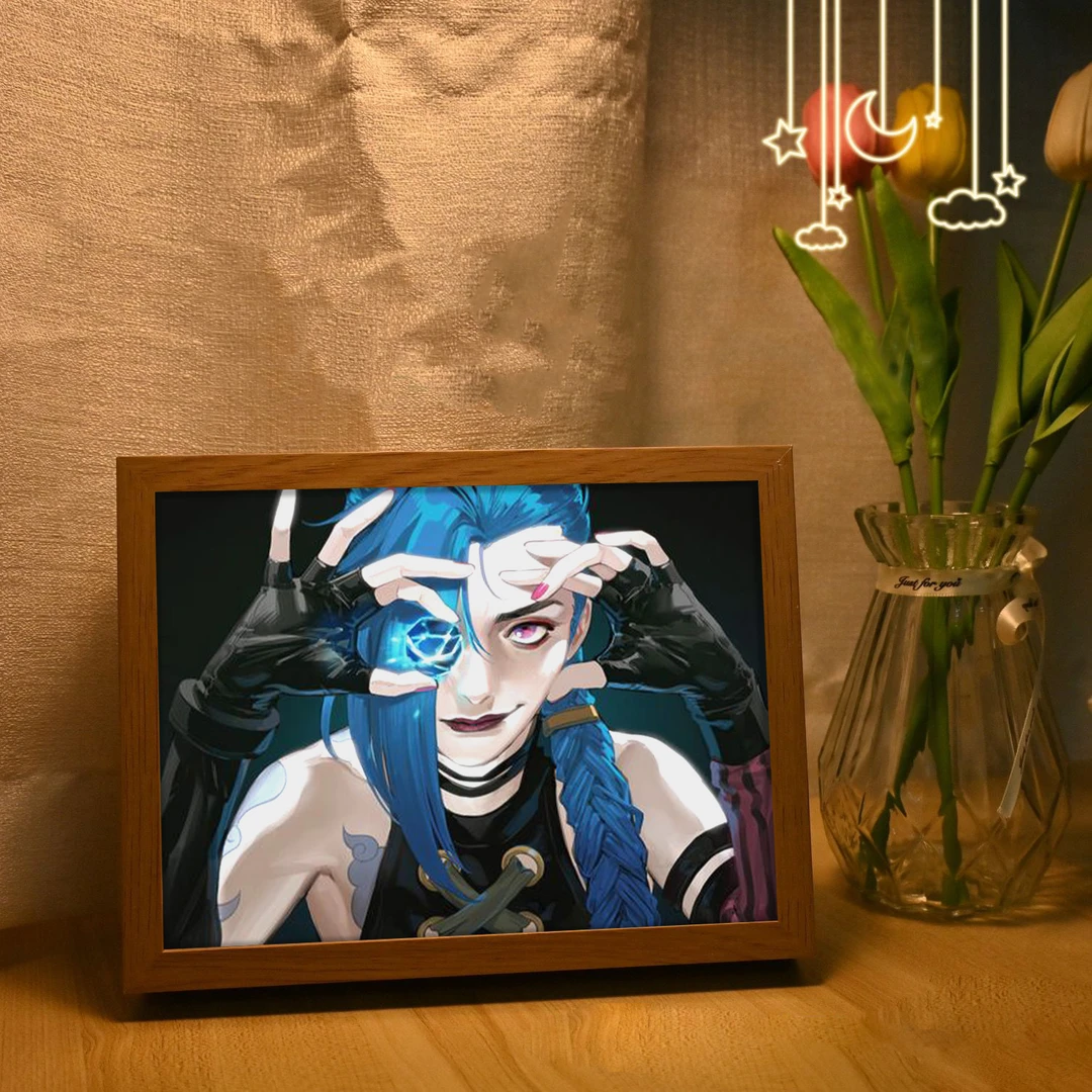 英雄联盟挂画电竞房双城之战灯光画床头小夜灯装饰画发光相框定制