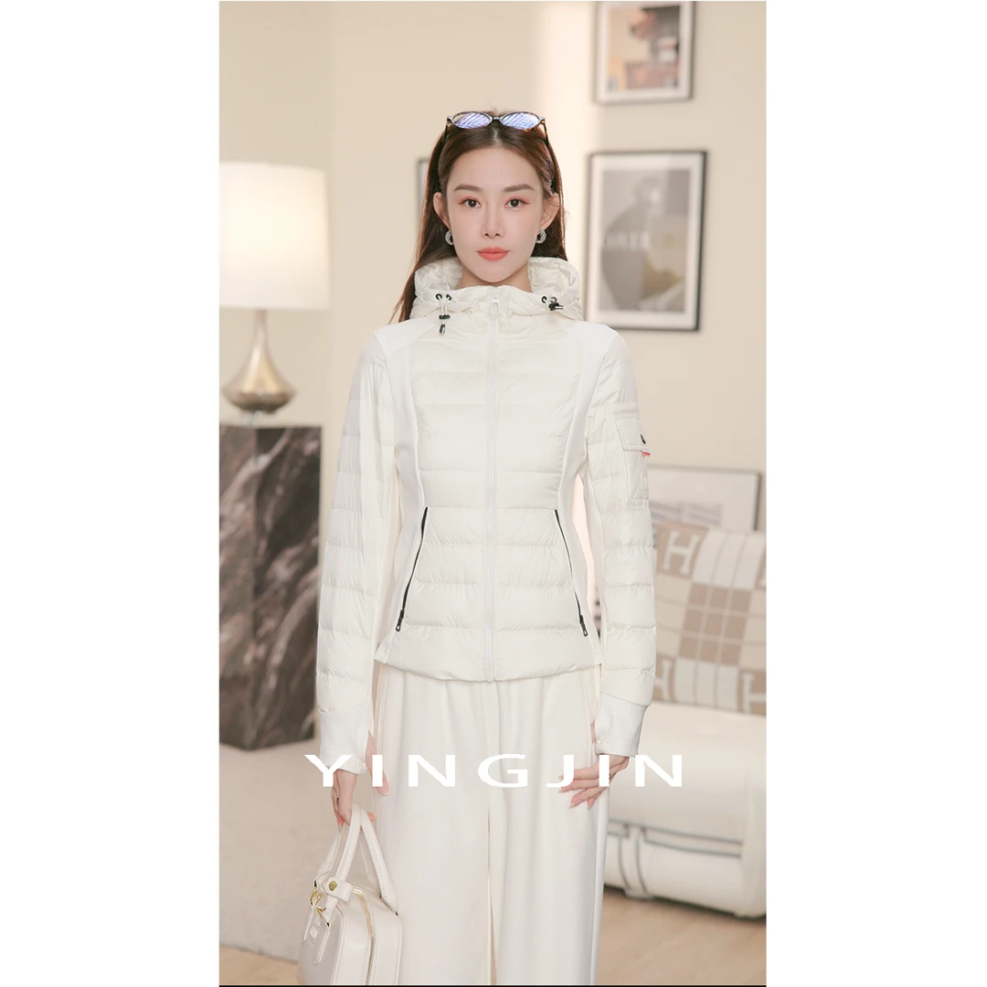 【YINGJIN】"白雪公主"轻薄短款连帽保暖羽绒服-YJ0560W