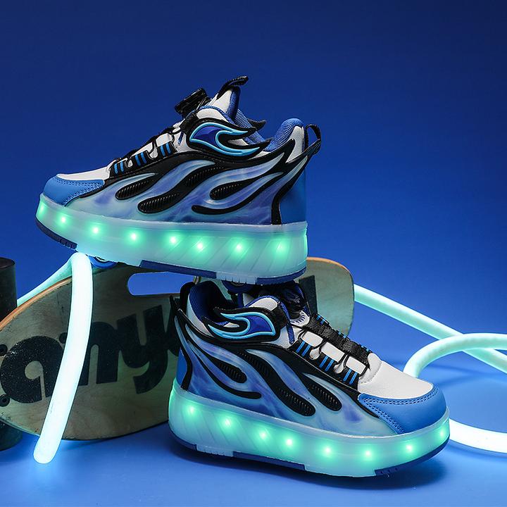 男童暴走鞋2024春秋新款儿童暴走鞋四轮轮滑鞋旋转扣发光暴走鞋