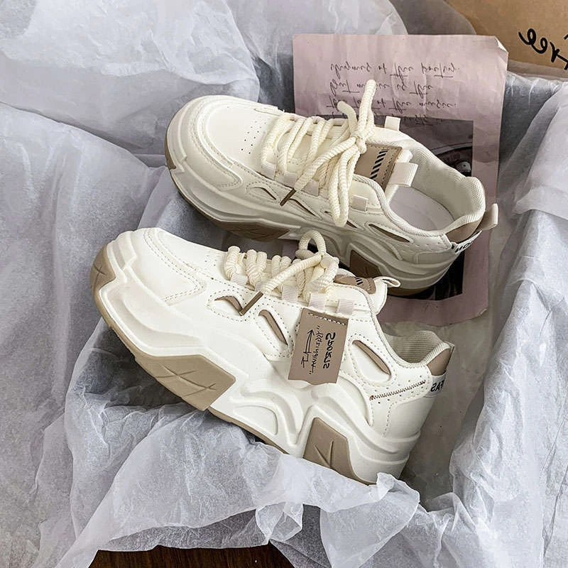冬季回力休闲女鞋2023新款秋冬厚底软皮增高运动小白鞋小众老爹鞋