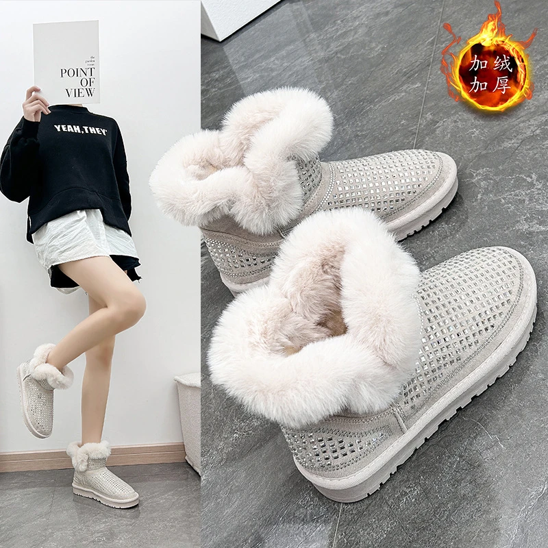 冬季回力休闲鞋加绒雪地靴女2023冬季新款学生韩版保暖休闲厚底增