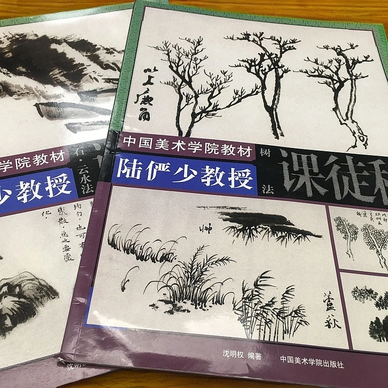 【珍藏旧存】老版陆俨少教授课徒稿一套2册山水画初学描摹本提高