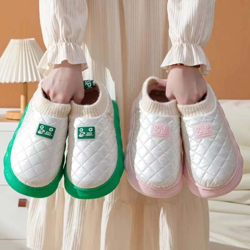 包跟冬季家用厚底月子防水棉鞋免洗防冻棉拖鞋女