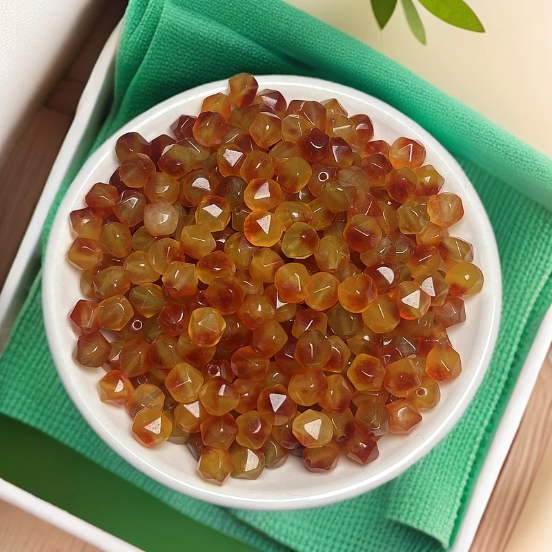 天然散珠 玛瑙随形珠(黄花)【M030】8x6mm 25颗9.9元