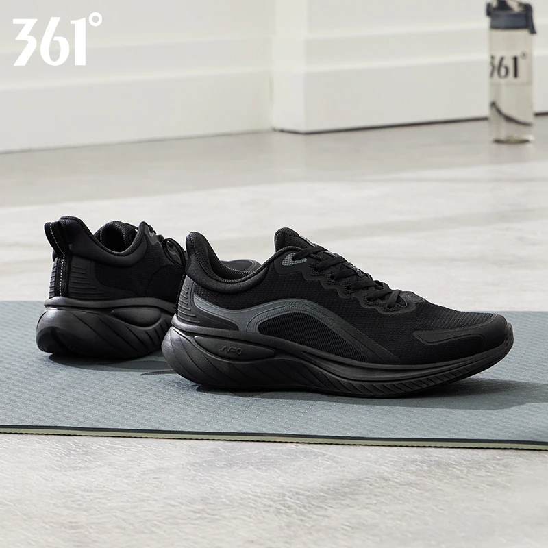 【柔步3.0】361°男子运动25秋季新款黑色轻薄网纱软底缓震男鞋跑步