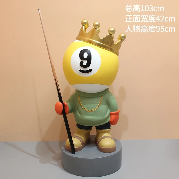 台球公仔桌球俱乐部大型现代客厅台球厅装饰电视柜旁开业礼物摆件