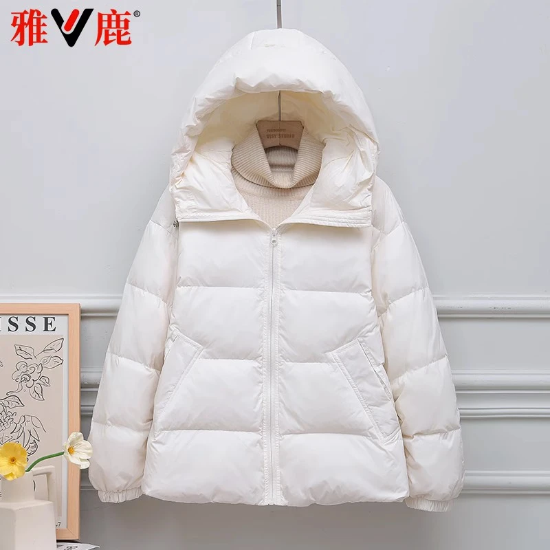 雅鹿2025秋冬新款轻薄羽绒服女加厚面包服宽松短款外套休闲羽绒服
