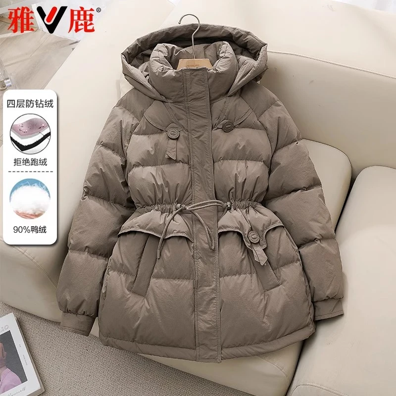 雅鹿2025年冬季新款羽绒服女收腰显瘦韩版学院文艺加厚保暖外套