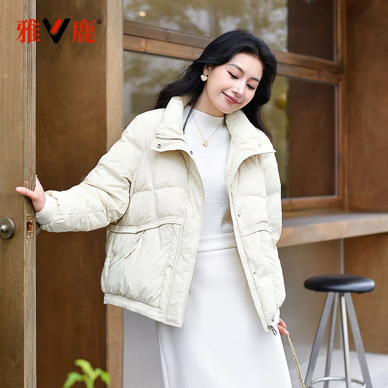 雅鹿2025新款百搭羽绒服女短款女式宽松冬季时尚休闲小个子外套