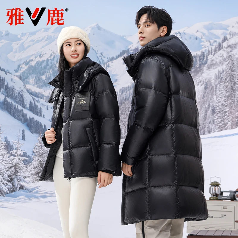 雅鹿2025冬新款羽绒服男面包服中长款加厚保暖锁温显瘦百搭外套女