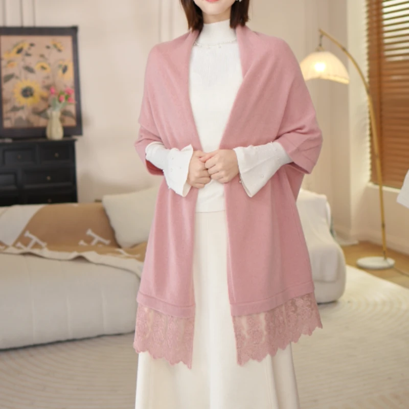 之曼ZM【蕾丝奥黛丽】轻奢极简百搭时尚通勤设计款开衫披肩