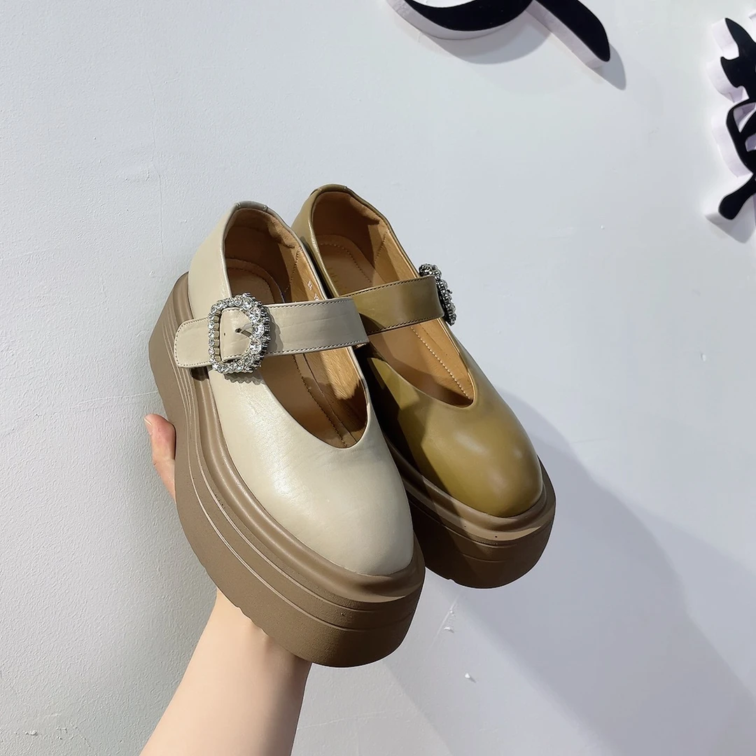 特价厚底松糕小皮鞋 胎牛纯皮