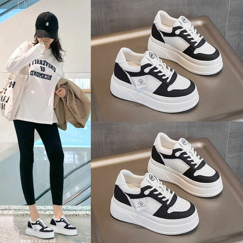 8公分 厚度内增高小白鞋女2024新款百搭时尚休闲鞋小个子松糕鞋潮