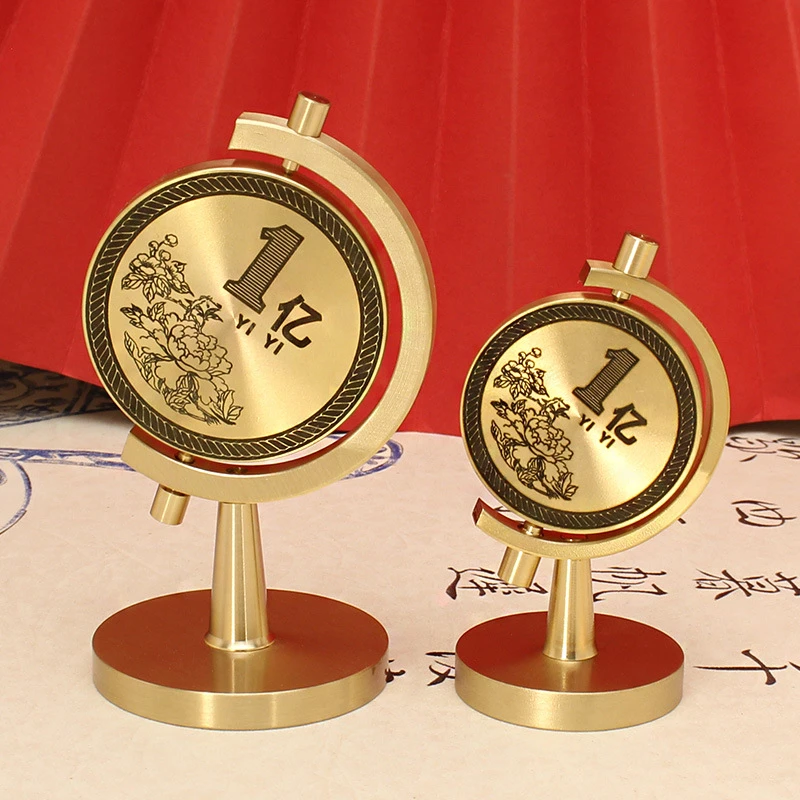黄铜一亿小目标转转摆件创意家居办公室茶桌车载摆件工艺品摆件