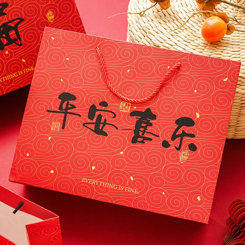 2025新年礼品袋高级喜庆红色送礼年货手提袋礼物袋大号便宜袋子