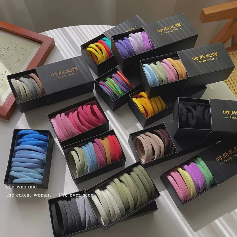 盒装黑色彩色毛巾发圈女秋冬扎皮筋不伤发高弹力耐用发绳绳发饰品