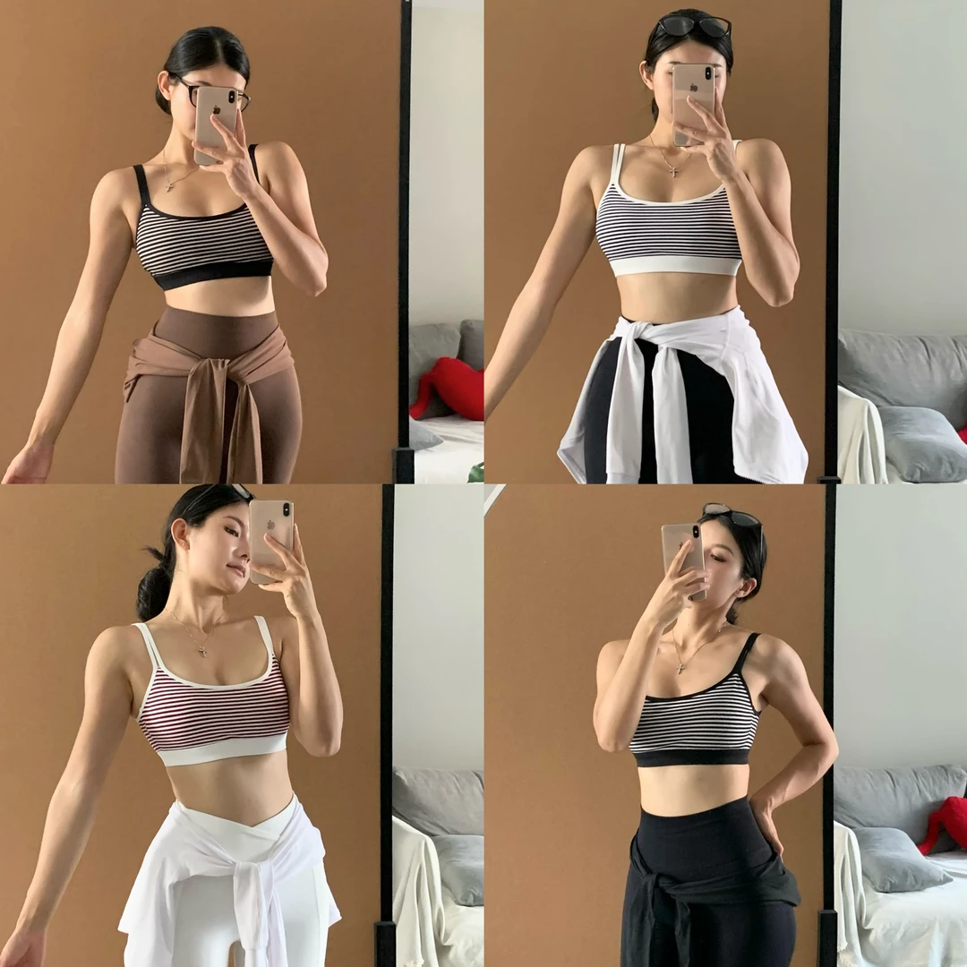 Day off休息日—条纹背心女螺纹运动内衣内搭吊带美背瑜伽健身
