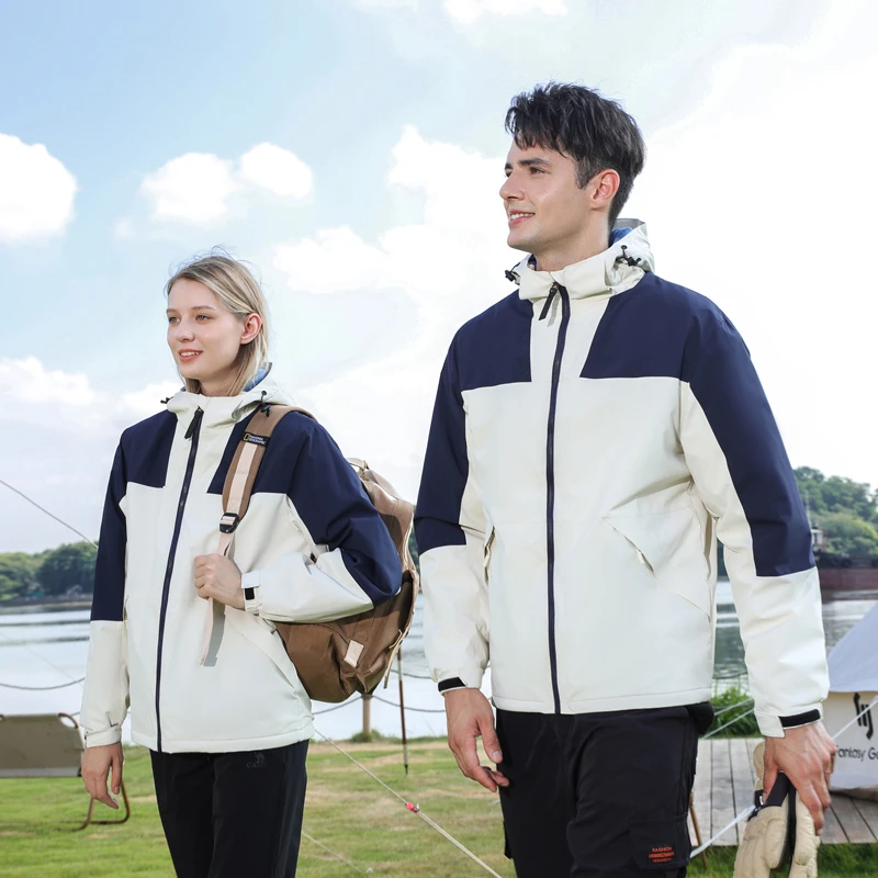 户外运动三合一冲锋衣防水防风保暖拼色登山服秋冬季情侣休闲外套