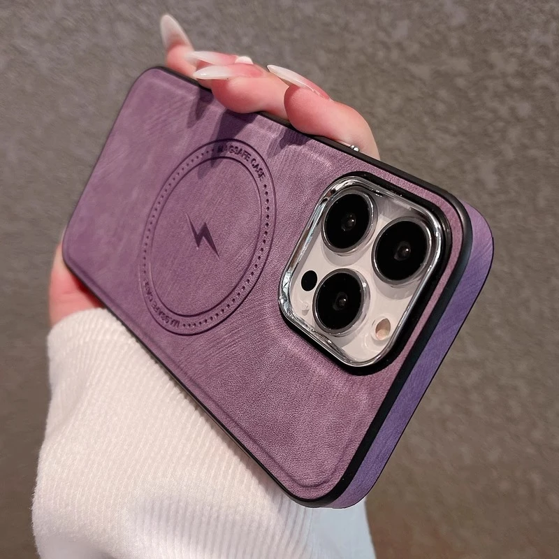 【磨砂皮质磁吸】无线充电适用iphone15/15pro手机壳苹果14proMax