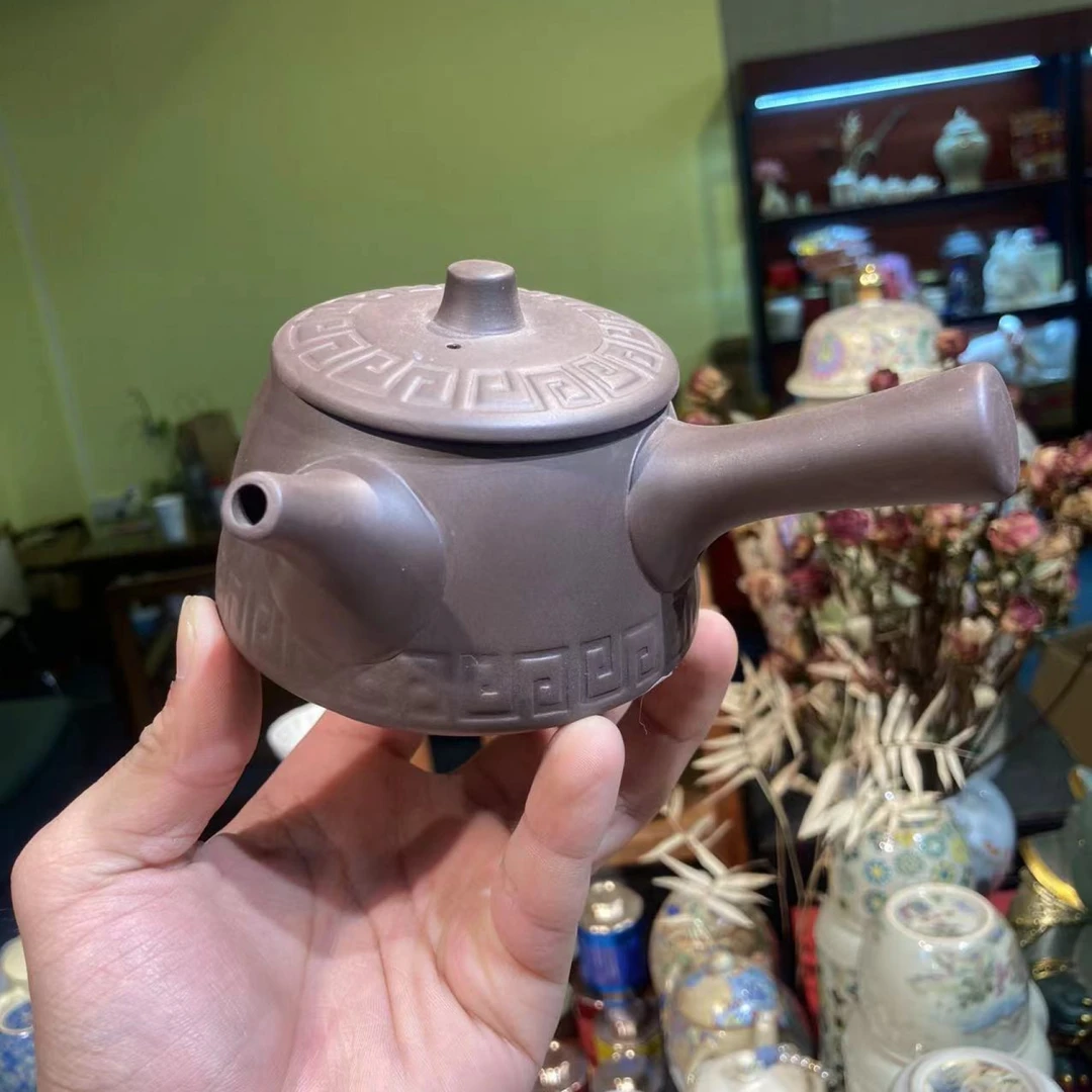 玲珑  黑泥侧把壶-5063