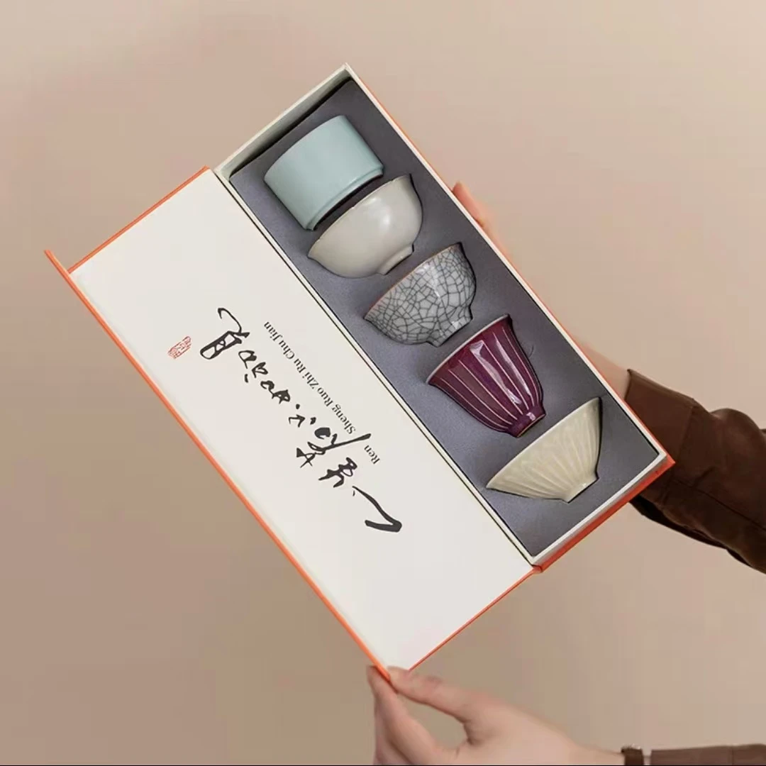 秋香茶具 五大名窑主人杯茶杯品茗杯五色杯家用送礼伴手礼-4497