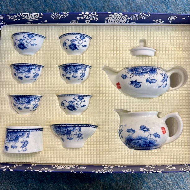 10头青花瓷玲珑壶套组 724