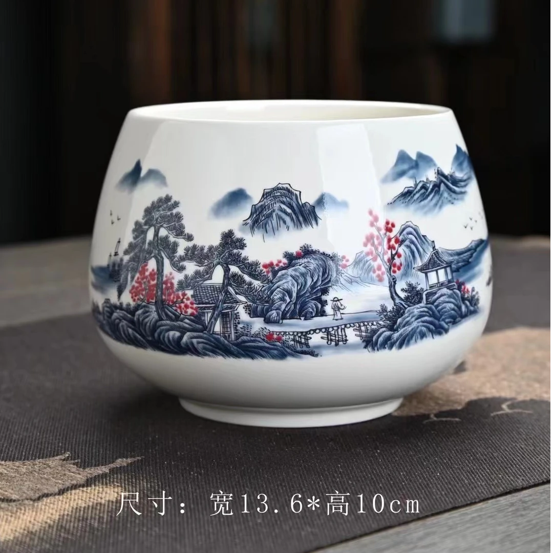 可乐瓷器  五彩山水陶瓷茶渣缸茶洗配件杯洗水洗缸-4446