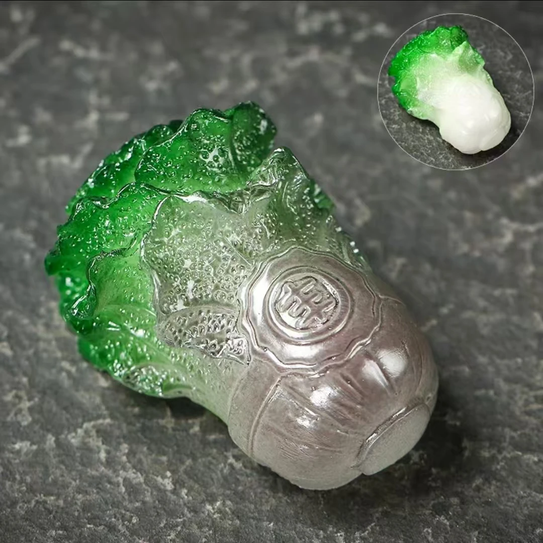 可乐瓷器 创意树脂遇热变色大白菜茶宠桌面茶宠摆件-4910