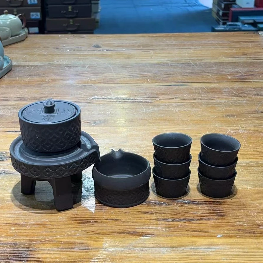 秋香茶具 黑色招财进宝自动茶具-4846
