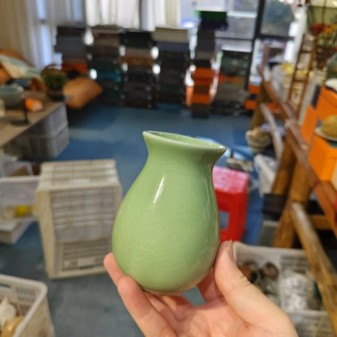 哥窑绿茶道桶-5876