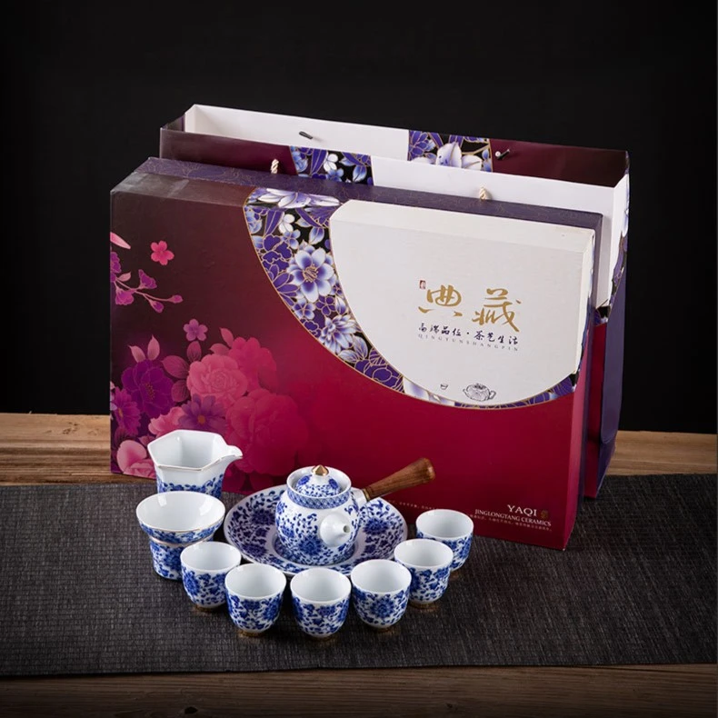 友名陶瓷   京隆堂11头缠枝莲侧把壶套组（礼盒装）-175