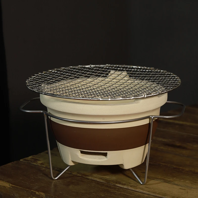 知名茶器  白色打边碳炉（大号）+网：宽21cm 高11cm围炉煮茶器具