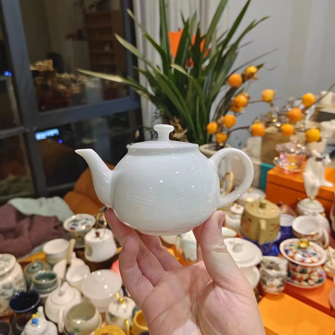 友名陶瓷   羊脂玉瓷纯白美人尖壶家用简约大容量泡茶壶-5309