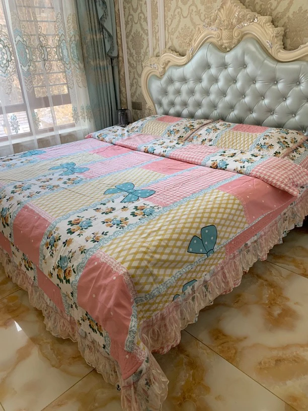 277纯棉床盖四件套，被罩2米✘2.3米，床盖2.4✘2.6米，枕套一对绗缝