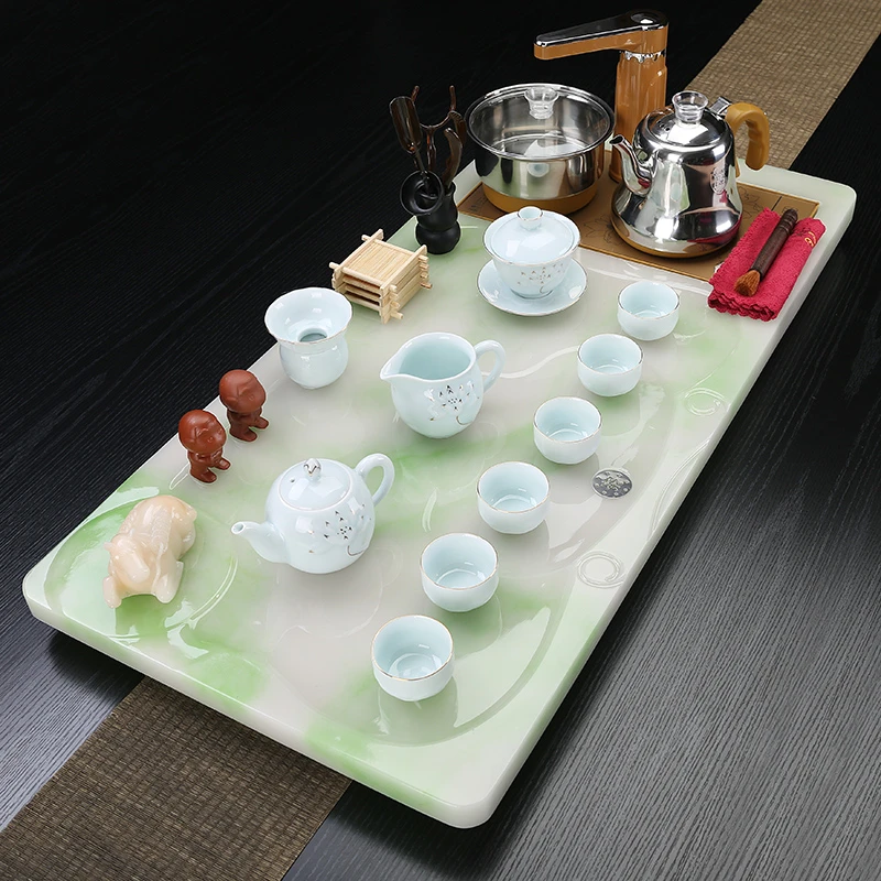 简约茶盘套装小型全自动电磁炉一体功夫茶台烧水壶茶具石材包邮