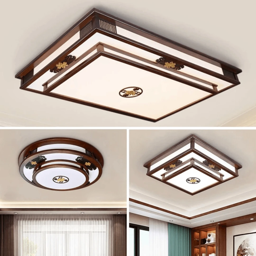 新中式大气上档次实木灯具中国风客厅书房卧室灯吸顶灯