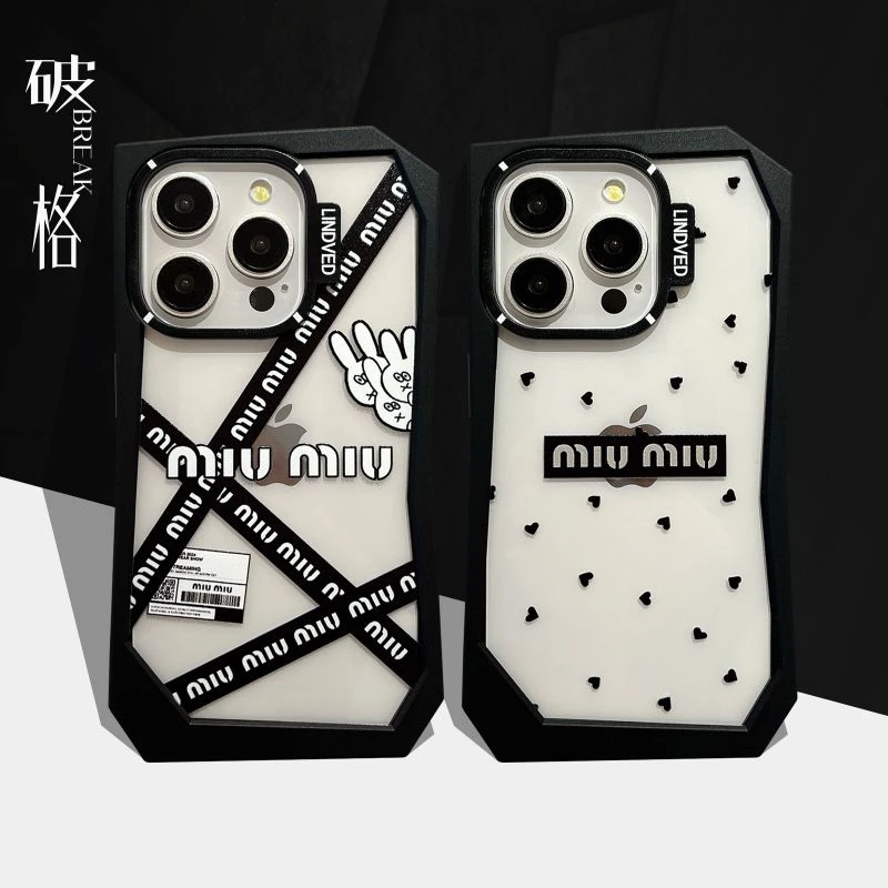 潮款亚克力不规则边框适用苹果15promax小众iPhone14手机壳13情侣